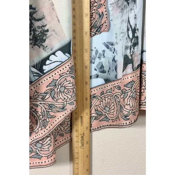 Tolani Collection Multi Pattern Block Print Floral Draping Kimono Women's Small - Picture 8 of 8